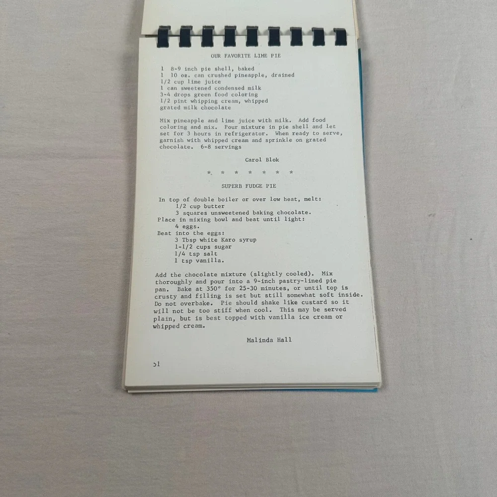 Vintage 1973 What's Cooking at Springridge Community Cookbook Spiral Bound Blue